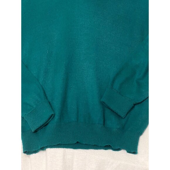 Vintage John Woodhead SWeater Men's MAcrylic V-Neck Sweater Teal Medium Stretch - Picture 5 of 13